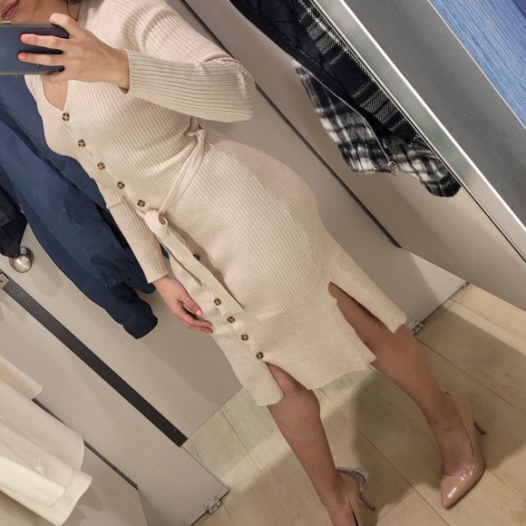 Pinkrose BUTTON UP DRESS IN OATMEAL BNWT - Picture 2 of 5